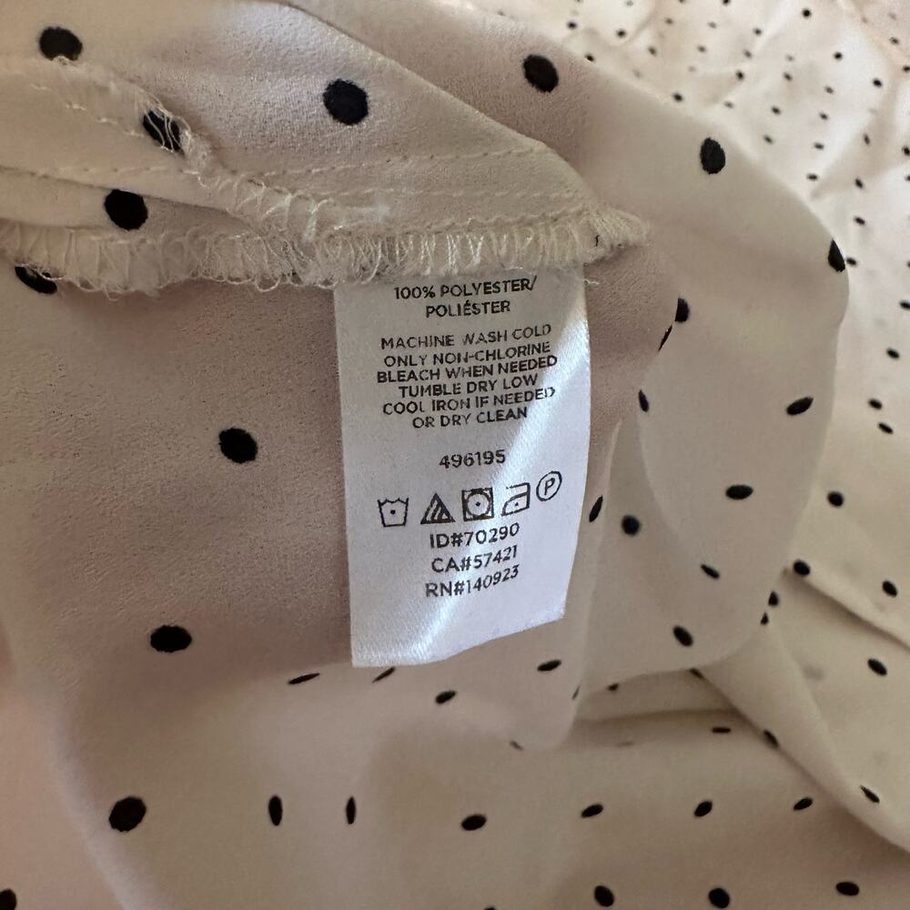 Loft Women's White Black Polka Dot Sheer Blouse Size Small Ruffle Sleeve Preppy - Picture 7 of 7